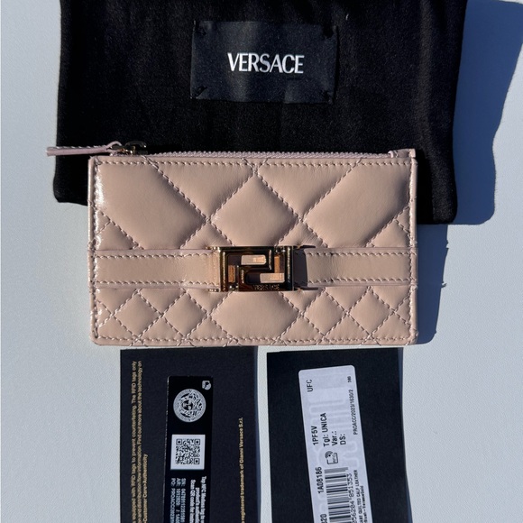 Versace Greca Goddess zippered card case Full Inclusion Blush Pink - Picture 10 of 12